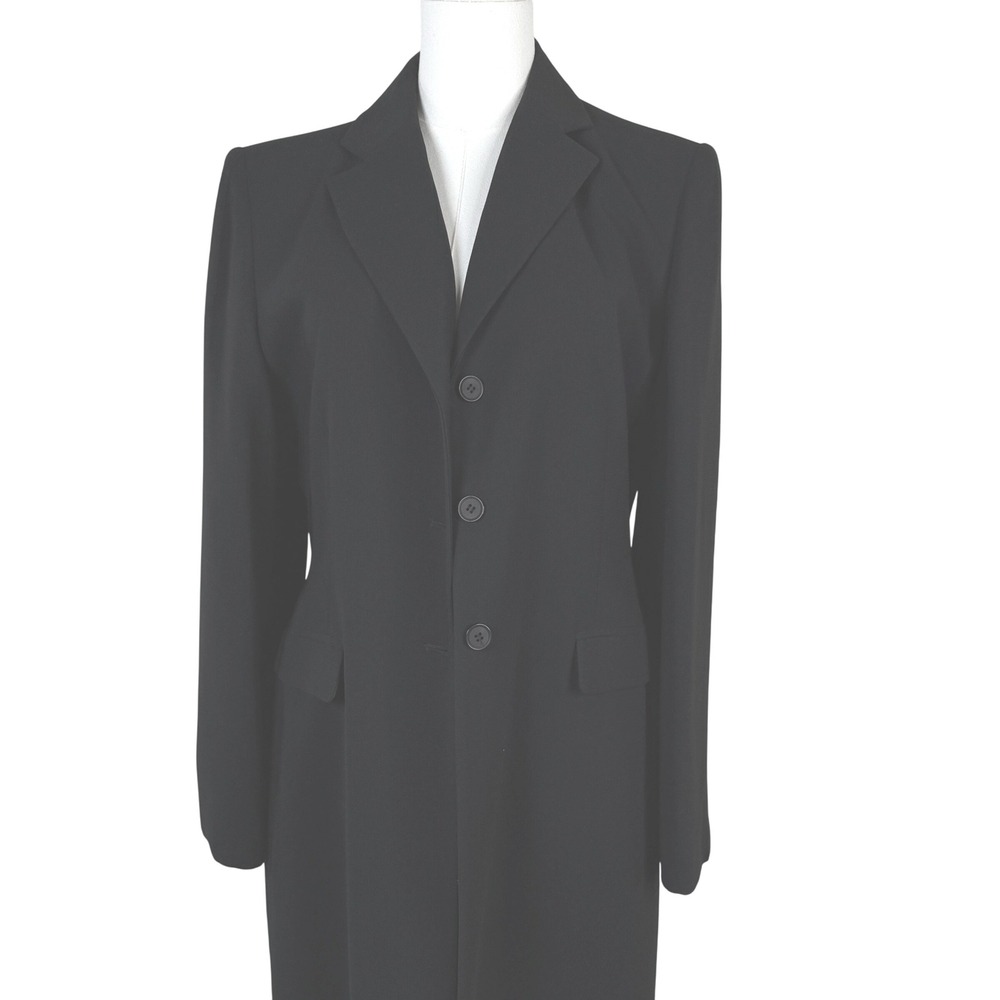 Larry Levine Suits Black Maxi Duster Coat Long Tailored Jacket Size 10